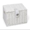 ARPAN Small Resin Woven Storage Basket Box with Lid & Lock - White view 1