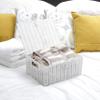 ARPAN Small Resin Woven Storage Basket Box with Lid & Lock - White view 2