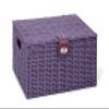 ARPAN Large Resin Woven Storage Basket Box with Lid & Lock, Purple view 1