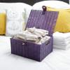 ARPAN Large Resin Woven Storage Basket Box with Lid & Lock, Purple view 2