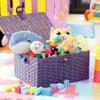 ARPAN Large Resin Woven Storage Basket Box with Lid & Lock, Purple view 3