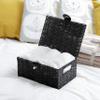 Arpan Small Resin Woven Storage Basket Box With Lid & Lock - Black view 2