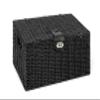 Arpan Medium Resin Woven Storage Basket Box With Lid & Lock - Black view 1