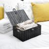 Arpan Medium Resin Woven Storage Basket Box With Lid & Lock - Black view 2