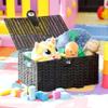 Arpan Medium Resin Woven Storage Basket Box With Lid & Lock - Black view 3