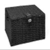 Arpan Large Resin Woven Storage Basket Box with Lid & Lock - Black view 1