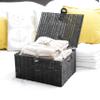 Arpan Large Resin Woven Storage Basket Box with Lid & Lock - Black view 2