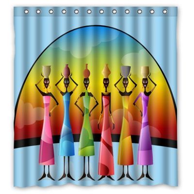 66(W)x72(H)-Inch Waterproof Bathroom African Women Head Holding Stean Shower Curtain to fit bath tubs