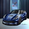 2015 CORVETTE Z06 WITH OPTIONAL AERO PACKAGE - NIGHT RACE BLUE - ART PRINT POSTER BY ARTIST DANNY WHITFIELD - SIZE 20 X 30 view 1