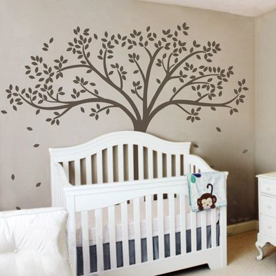 MairGwall Fall Tree Wall Decal Monochromatic Tree Decal Baby Nursery Wall Decor 78"H X 87"W (Dark Brown Tree)