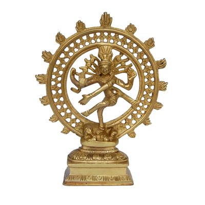 Aakrati Lord Shiva in Dancing Position (Natraj) Metal Made Gift Yellow
