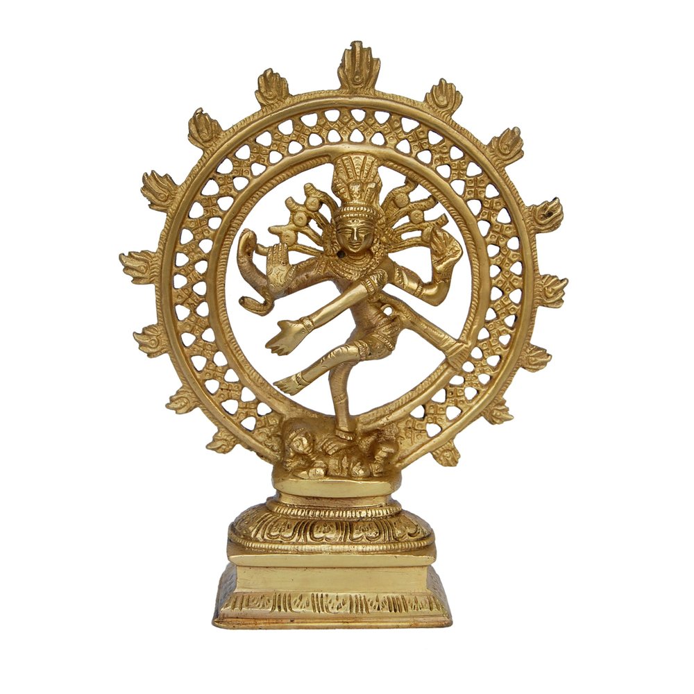 Aakrati Lord Shiva in Dancing Position (Natraj) Metal Made Gift Yellow