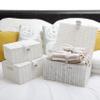 ARPAN Set of 3 Resin Woven Utility Storage Basket Box With Lid & Lock (White) view 2