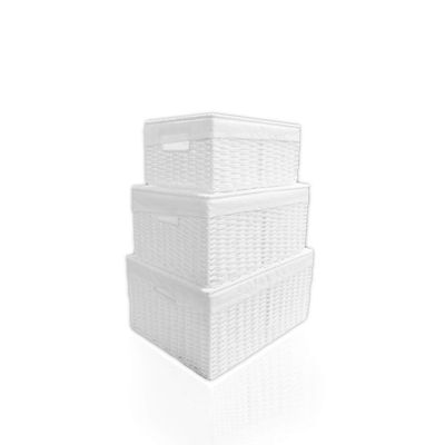 ARPAN Paper Rope Woven Storage Xmas Hamper Basket Box with White Cloth Lining, Large, Meidum, Small