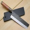 Yoshihiro Black-Forged High Performance SLD Damascus Steel Nakiri Vegetable Knife (7" (180mm), Ironwood Handle) (with Saya) view 2