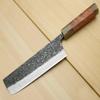 Yoshihiro Black-Forged High Performance SLD Damascus Steel Nakiri Vegetable Knife (7" (180mm), Ironwood Handle) (with Saya) view 3