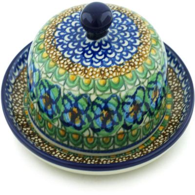 Polmedia Polish Pottery Dish with Cover UNIKAT - Mardi Gras Pattern Handmade in Boleslawiec Poland by Ceramika Artystyczna + Certificate of Authenticity