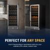 Newair 24" Wine Cooler Refrigerator, Large 116 Bottle Built-in or Freestanding Dual Zone Wine Cellar in Stainless Steel with Precision Thermostat, Full Extension Beechwood Shelves view 3