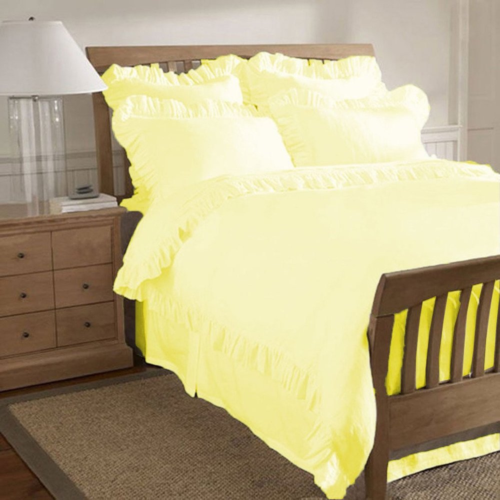 400 Thread Count 3 Piece Edge Ruffle Duvet Cover Set with Matching Pillow Shams Full 100% Egyptian Cotton Butter