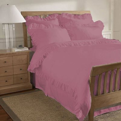 400 Thread Count 3 Piece Edge Ruffle Duvet Cover Set with Matching Pillow Shams Full 100% Egyptian Cotton Lavender