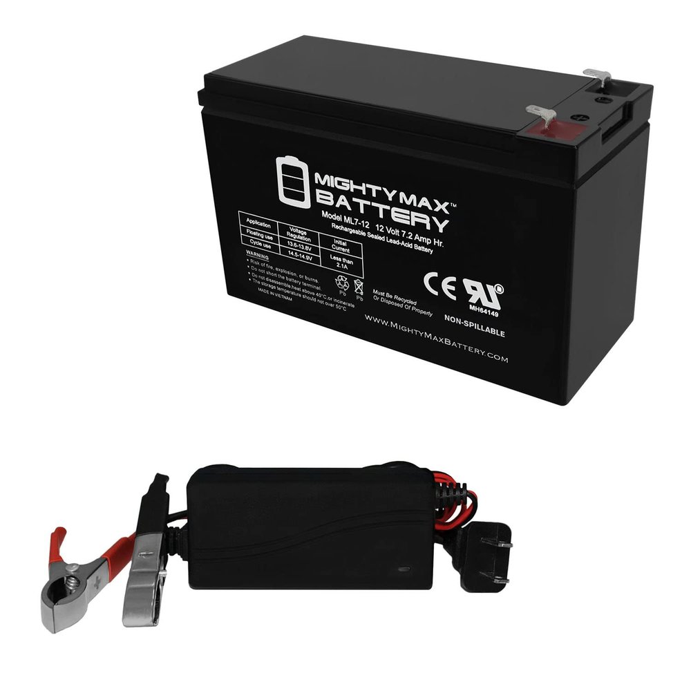 Mighty Max Battery 12V 7.2AH Battery for Vikingm F-1 Swing Gate Opener + 12V Charger