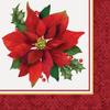 Holly Poinsettia Holiday Beverage Napkins, 16ct view 1