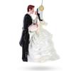 Bride and Groom Wedding Kiss Glass Christmas Ornament view 2