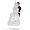 Bride and Groom Wedding Kiss Glass Christmas Ornament view 3