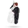 Bride and Groom Wedding Kiss Glass Christmas Ornament view 4