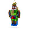 Colorful Nutcracker Glass Christmas Ornament view 1