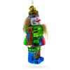 Colorful Nutcracker Glass Christmas Ornament view 2