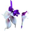Angel Isabella Set:Wrist Corsage and Boutonniere-Purple Lavender Real Touch Calla Lilies view 1