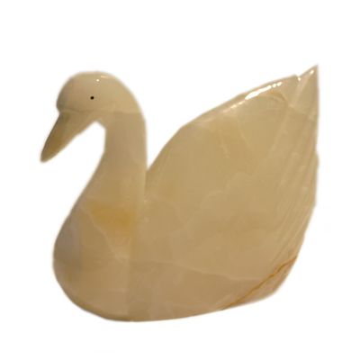 New Life Onyx Stone Swan 5"