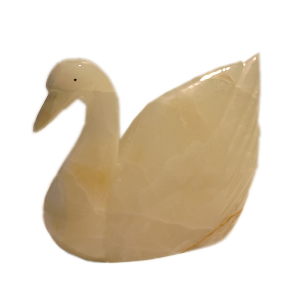 New Life Onyx Stone Swan 5"