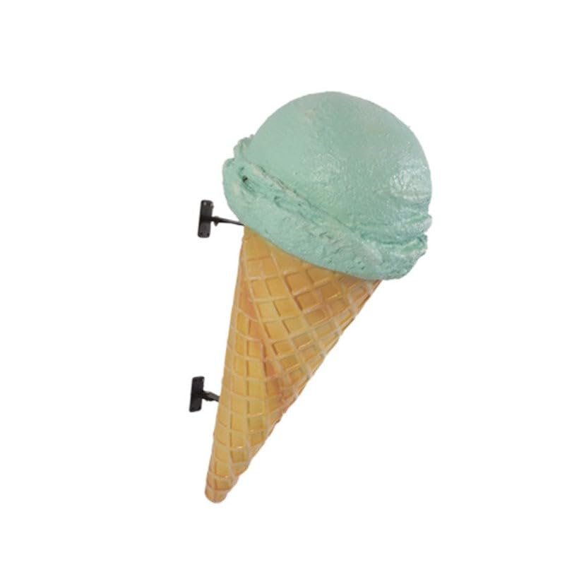 LM Treasures Ice Cream Cone One Scoop Mint Green Hanging Restaurant Prop Decor Resin Statue