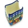 Polmedia Polish Pottery Sugar Packet Holder UNIKAT - Bold Poppies Pattern Handmade in Boleslawiec Poland by Ceramika Bona + Certificate of Authenticity view 4