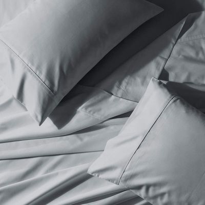 Abripedic Solid 300-Thread-Count, 100-Percent Cotton Percale, Breathable Crispy Split-King Sheets Set for Adjustable Beds, Grey