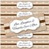 48 Burlap and Lace Waterproof Water Bottle Stickers for Favor Bags | Love, Laughter & Happily Ever After | (Chocolate Brown) view 1