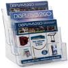Case of 4, 3-Tier Magazine Holders for Tabletop Use, 3 Tiers Display 8.5 x 11 Catalogs, Injection Molded Plastic Literature Racks with Slight Bluish Tint view 2