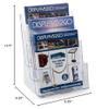 Case of 4, 3-Tier Magazine Holders for Tabletop Use, 3 Tiers Display 8.5 x 11 Catalogs, Injection Molded Plastic Literature Racks with Slight Bluish Tint view 3