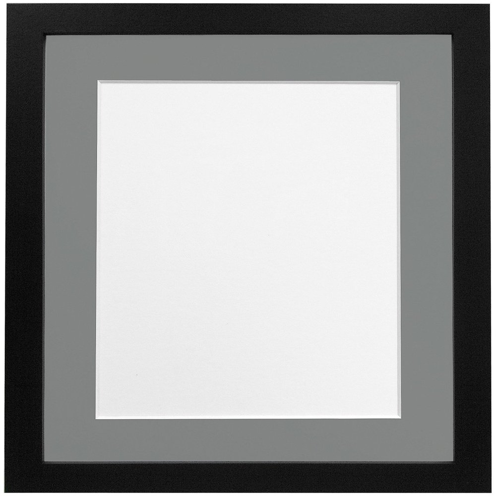 FRAMES BY POST H7 Picture Photo Frame, Wood with Plastic Glass, Black with Dark Grey Mount, 20 x 16 Image Size 15 x 10 Inch