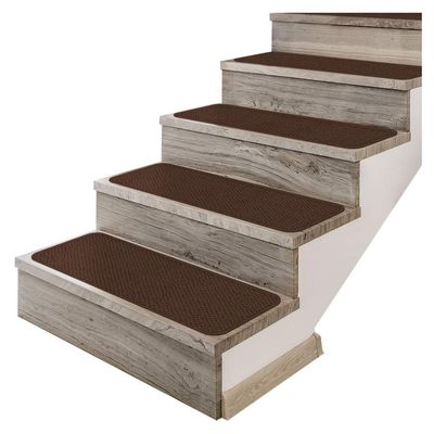 House, Home and More Set of 12 Adhesive Carpet Stair Treads - Chocolate Brown - 8 Inches X 23.5 Inches