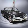 1965 PONTIAC GTO COUPE - Tuxedo black - ART PRINT POSTER BY ARTIST DANNY WHITFIELD - SIZE 20 X 30 view 1