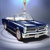 1965 PONTIAC GTO CONVERTIBILE - Nightwatch blue - ART PRINT POSTER BY ARTIST DANNY WHITFIELD - SIZE 20 X 30 view 1