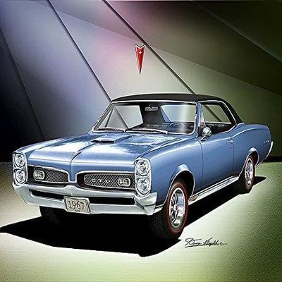 1967 PONTIAC GTO COUPE Fontaine blue - ART PRINT POSTER BY ARTIST DANNY WHITFIELD - SIZE 20 X 30