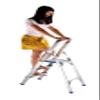 FixtureDisplays Folding 3-Step Ladder with Hand Grip and Aluminium Steps, 330-Pound Weight Capacity, Silver Finish 3 Steps give You 22.5" Boost in Reach 15601 view 1