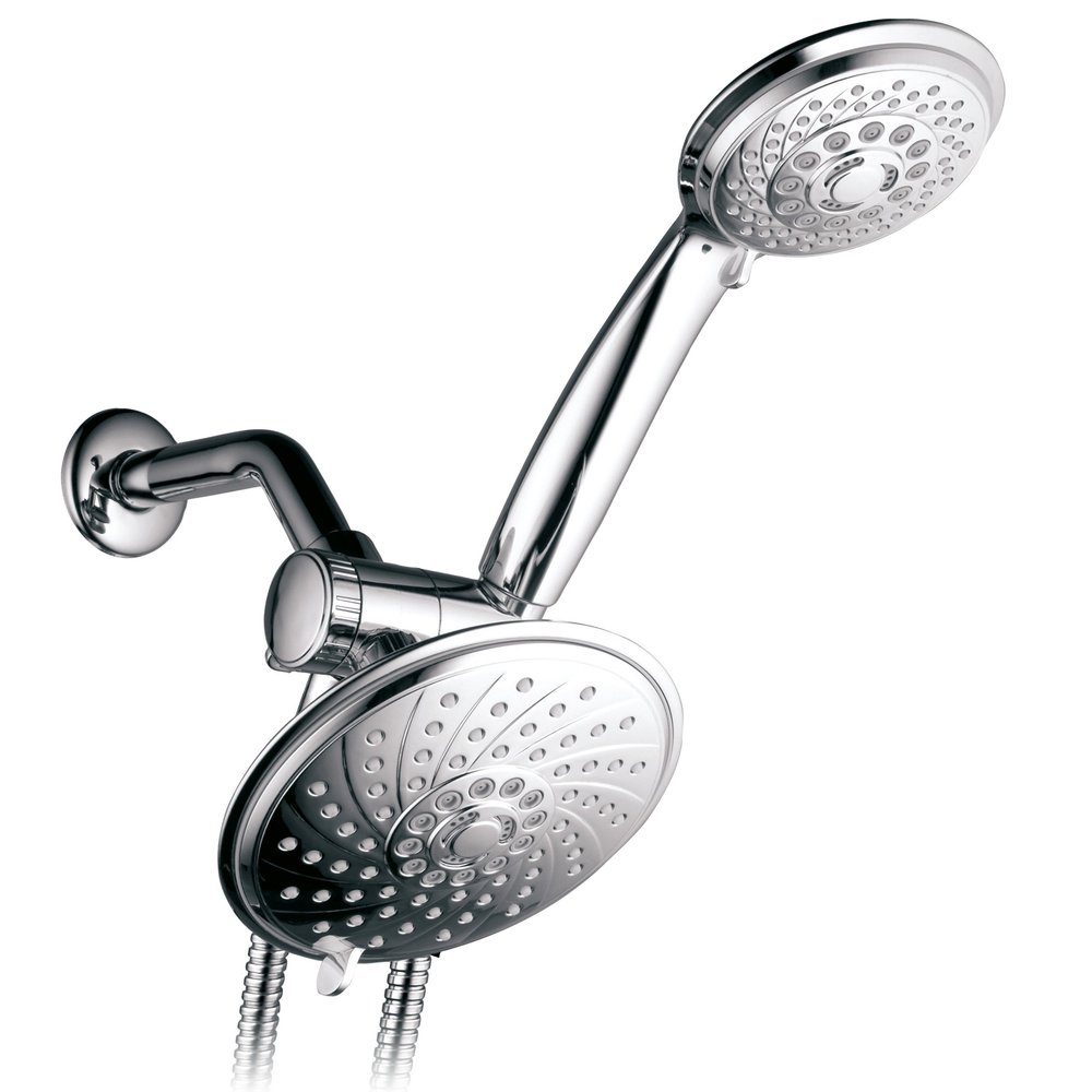 HotelSpa 30 Setting 6" Rainfall Shower Head and Handheld Shower Dual 3-Way Shower Combo with Extra Long Premium 6 ft Stainless Steel Shower-Hose