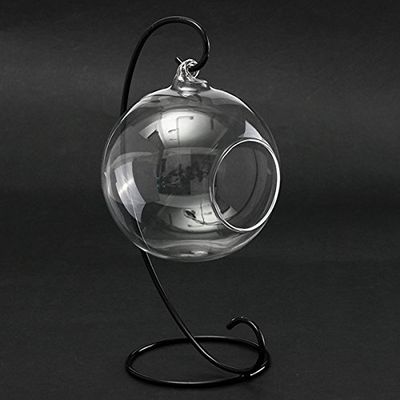 ANTSShop DIY Micro Landscape Plant Glass Hanging Ball With Iron Rack Home D?cor