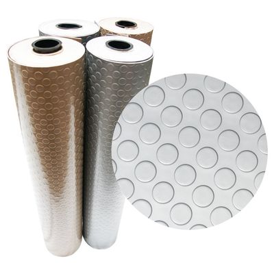 Rubber-Cal Coin Grip Metallic PVC Flooring, Silver, 2.5mm x 4' x 7', Model: 03-W265-S-07