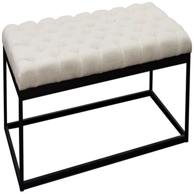 Diamond Sofa Mateo Black Powder Coat Metal Large Linen Tufted Bench - Desert Sand Linen